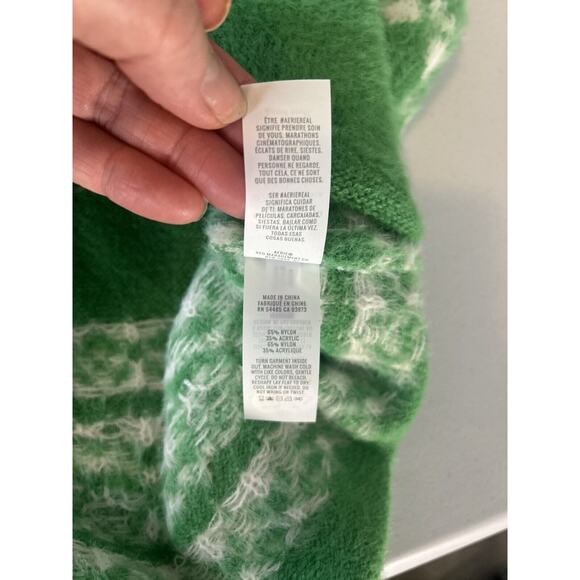 NWT Aerie Flurry Oversized Crew Neck Green White Sweater Size Medium‎ - Picture 9 of 10